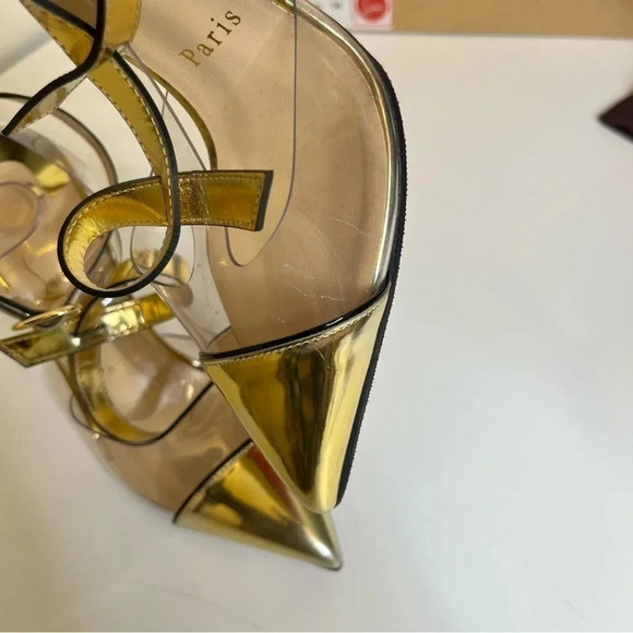Christian Louboutin Alta Firma 100 gold CL heels size 36 - Picture 8 of 14